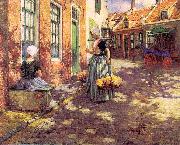 George Hitchcock Dutch Flower Girls Germany oil painting reproduction